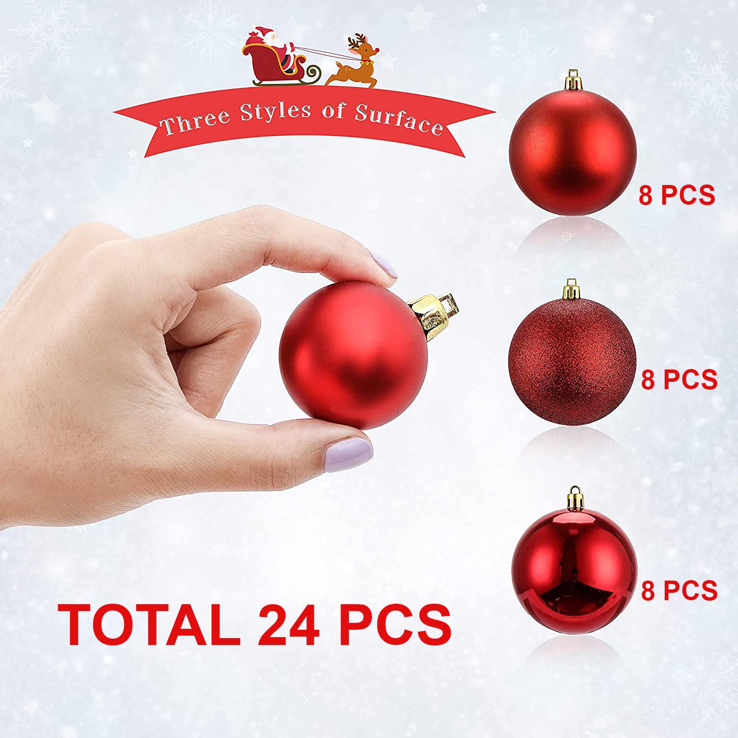 CraftVatika 24 pcs 3CM Multi Christmas Tree Baubles Balls Decor Hanging Ornament for Xmas, Xmas Tree Decoration Ornament - Christmas Decorations Items - Christmass Gifts Home Decor Items (24 Pcs) – view 2