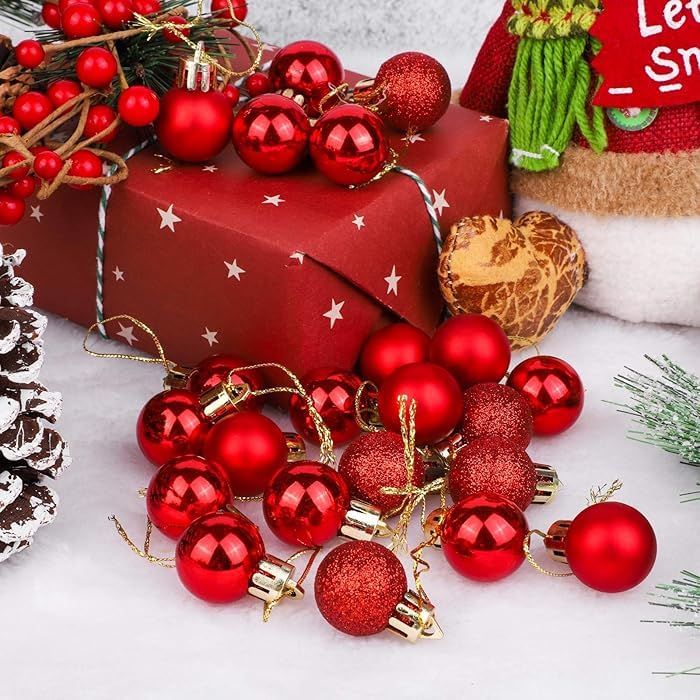 CraftVatika 24 pcs 3CM Multi Christmas Tree Baubles Balls Decor Hanging Ornament for Xmas, Xmas Tree Decoration Ornament - Christmas Decorations Items - Christmass Gifts Home Decor Items (24 Pcs) – view 6