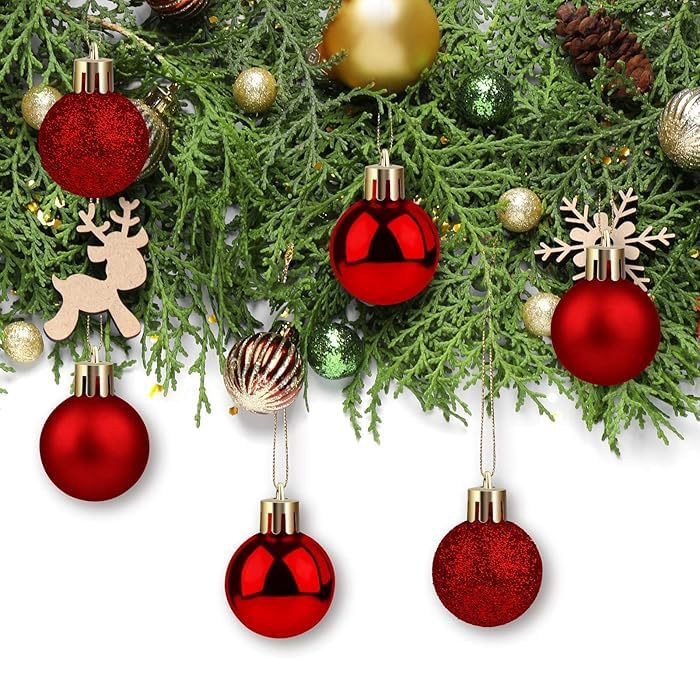 CraftVatika 24 pcs 3CM Multi Christmas Tree Baubles Balls Decor Hanging Ornament for Xmas, Xmas Tree Decoration Ornament - Christmas Decorations Items - Christmass Gifts Home Decor Items (24 Pcs) – view 7