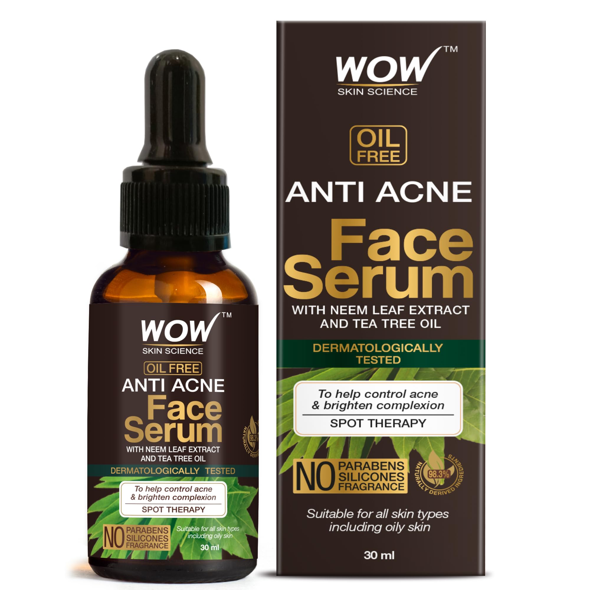Neem and tea tree anti acne face serum bottle 30 ml
