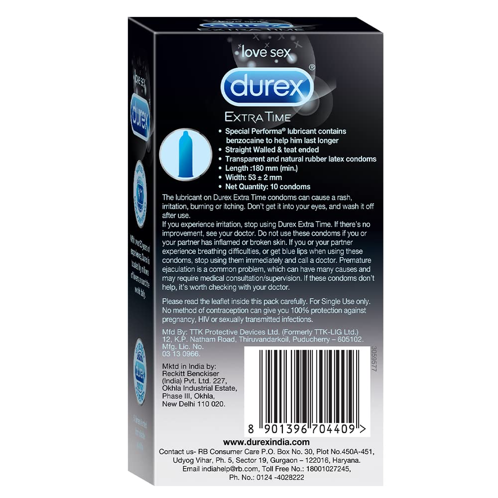 Durex Condoms, Extra Time - 10 Count – view 2