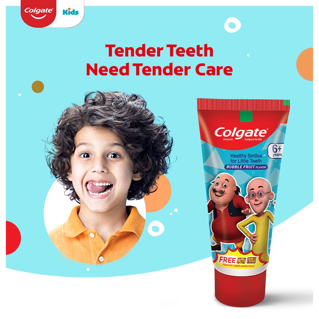Colgate Kid's Motu Patlu Anticavity Bubble Fruit Flavour Toothpaste, Cavity Protection, Enamel Protection - 80g – view 2
