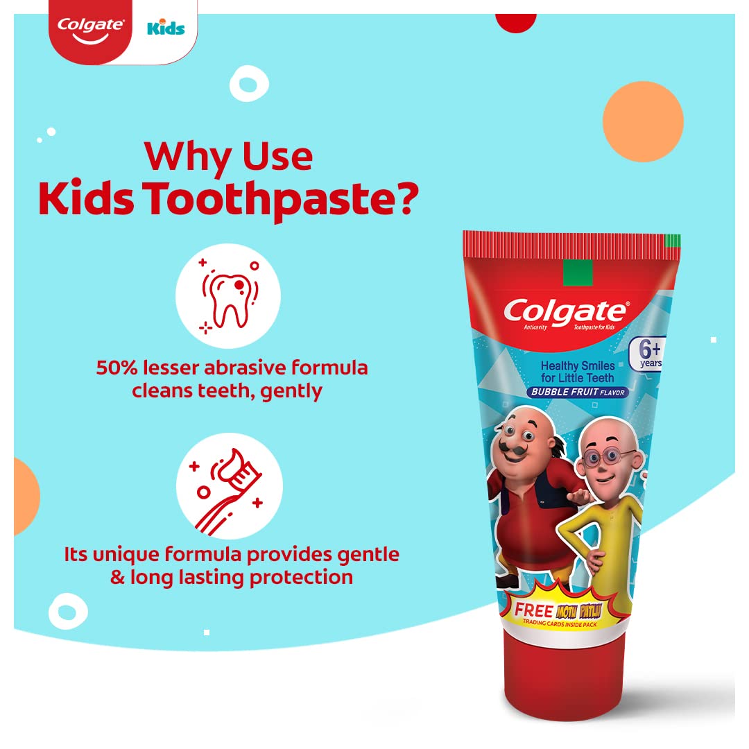 Colgate Kid's Motu Patlu Anticavity Bubble Fruit Flavour Toothpaste, Cavity Protection, Enamel Protection - 80g – view 4