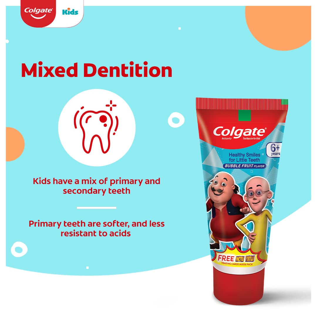 Colgate Kid's Motu Patlu Anticavity Bubble Fruit Flavour Toothpaste, Cavity Protection, Enamel Protection - 80g – view 5