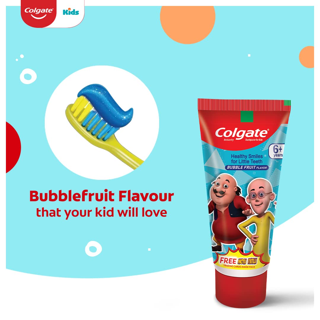 Colgate Kid's Motu Patlu Anticavity Bubble Fruit Flavour Toothpaste, Cavity Protection, Enamel Protection - 80g – view 6