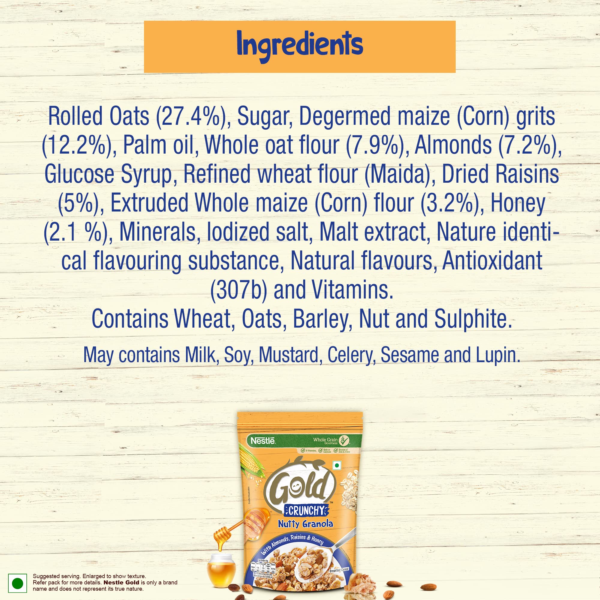 Nestle GOLD Crunchy Nutty Granola, Breakfast Cereal - 475g – view 3