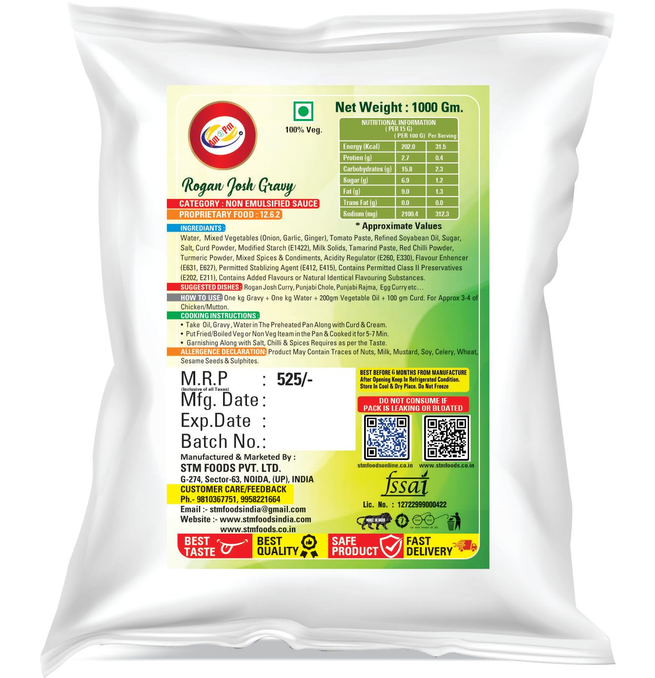 Am 2 Pm - Rogan Josh Gravy Ready To Cook Mutton Curry, Chicken Curry and Fish Curry Paste 1 kg – view 2
