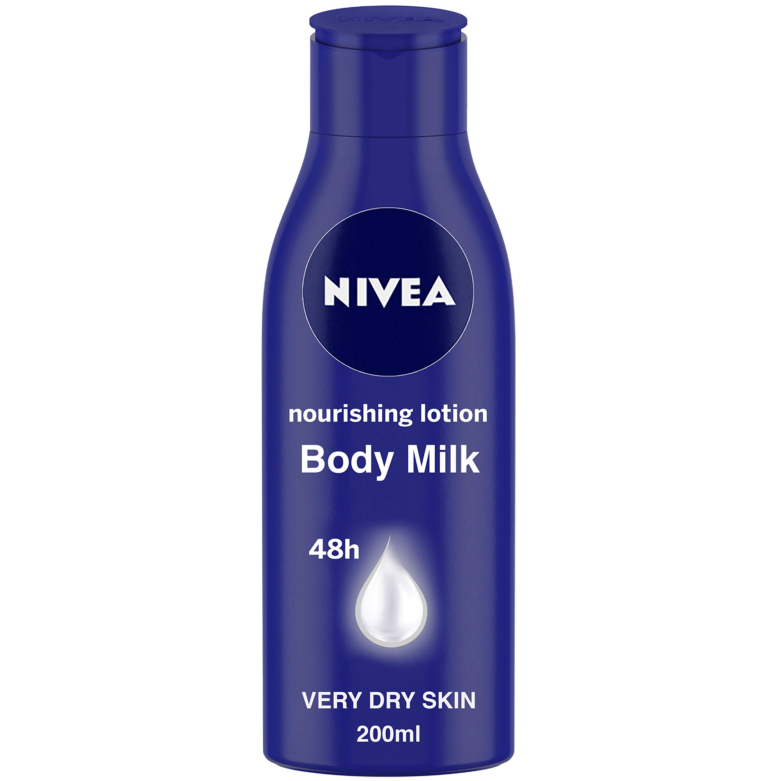 Nivea body milk cream bottle with almond scent for dry skin