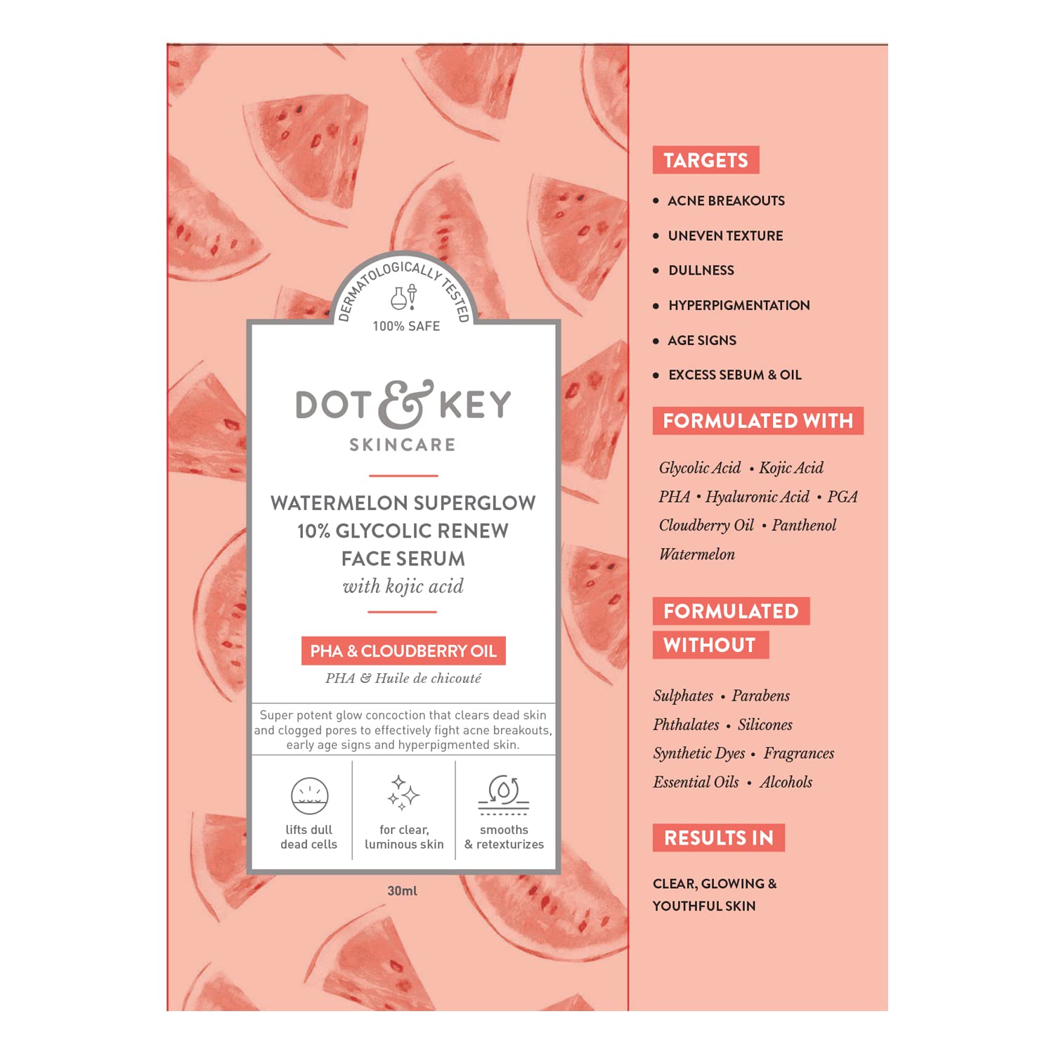 Dot & Key Watermelon 10% Glycolic Serum for Face Glowing, With KojicI – view 7