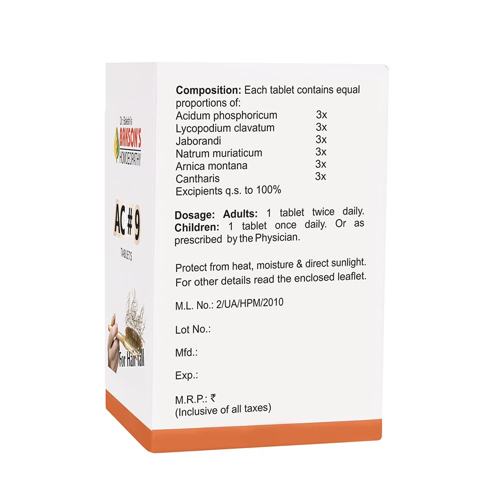 Dr. Bakshi's BAKSON'S HOMOEOPATHY Bakson Ac#9 Tablets -75Tabs – view 2