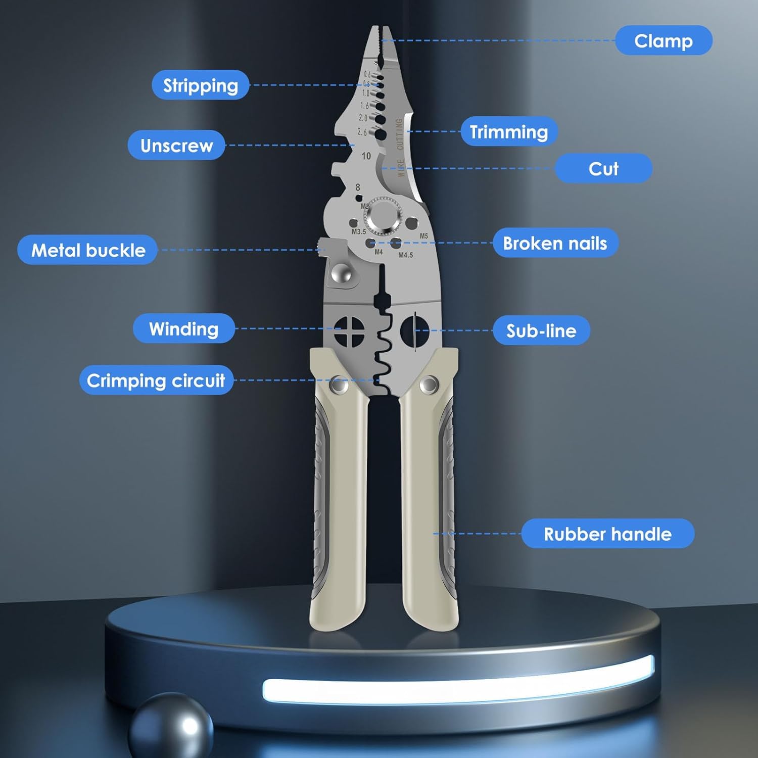 ELMVIA All in 1 Multifunction Stainless Steel Wire Stripper/Wire Crimping Tool, Wire Cutter, Wire Crimper, Cable Stripper, Wiring Tools and Multi-Function Hand Tool (ALL IN 1) – view 2