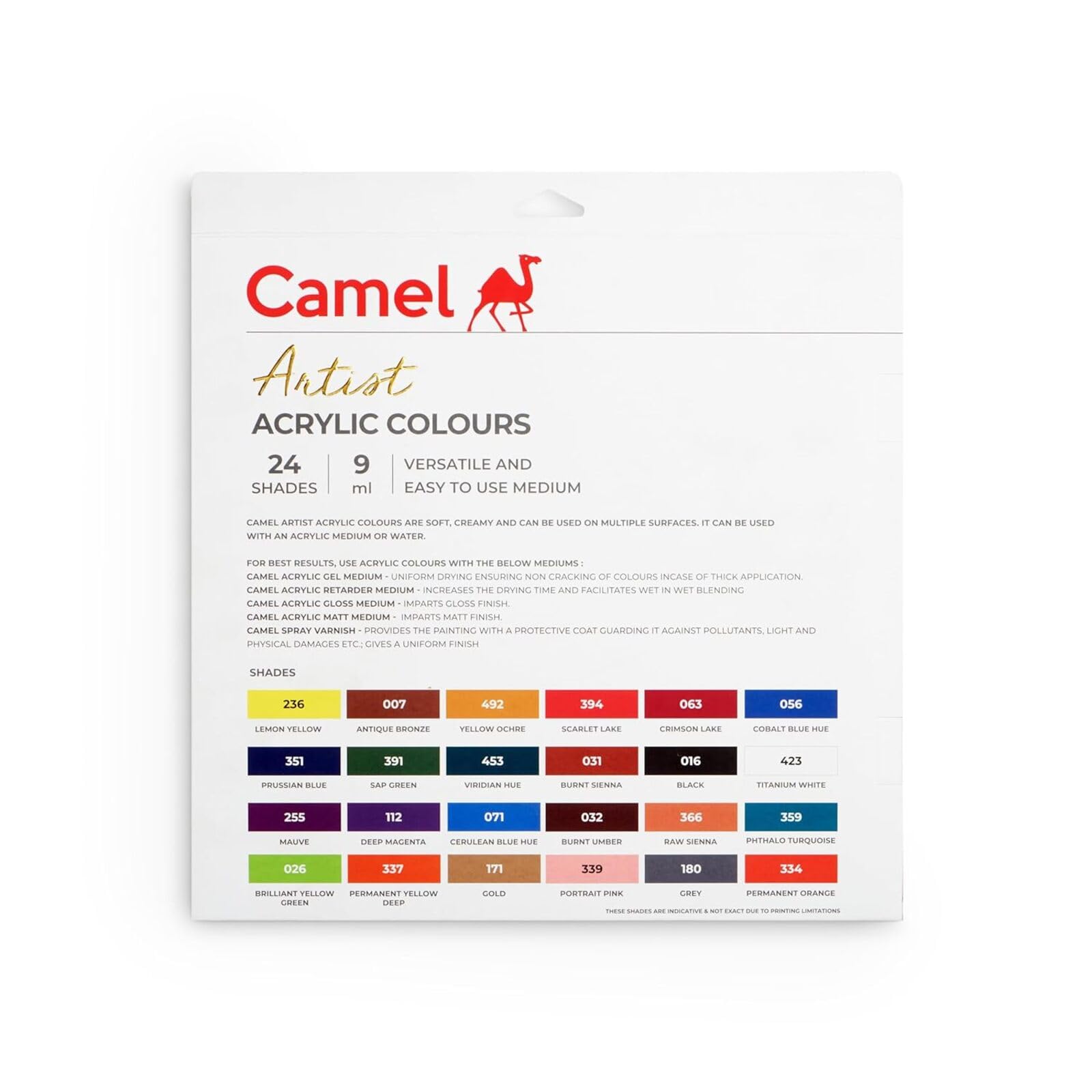 Artist Acrylic Colours 24 Shade X 9ml + 1 Titanium White X 20ml – view 3