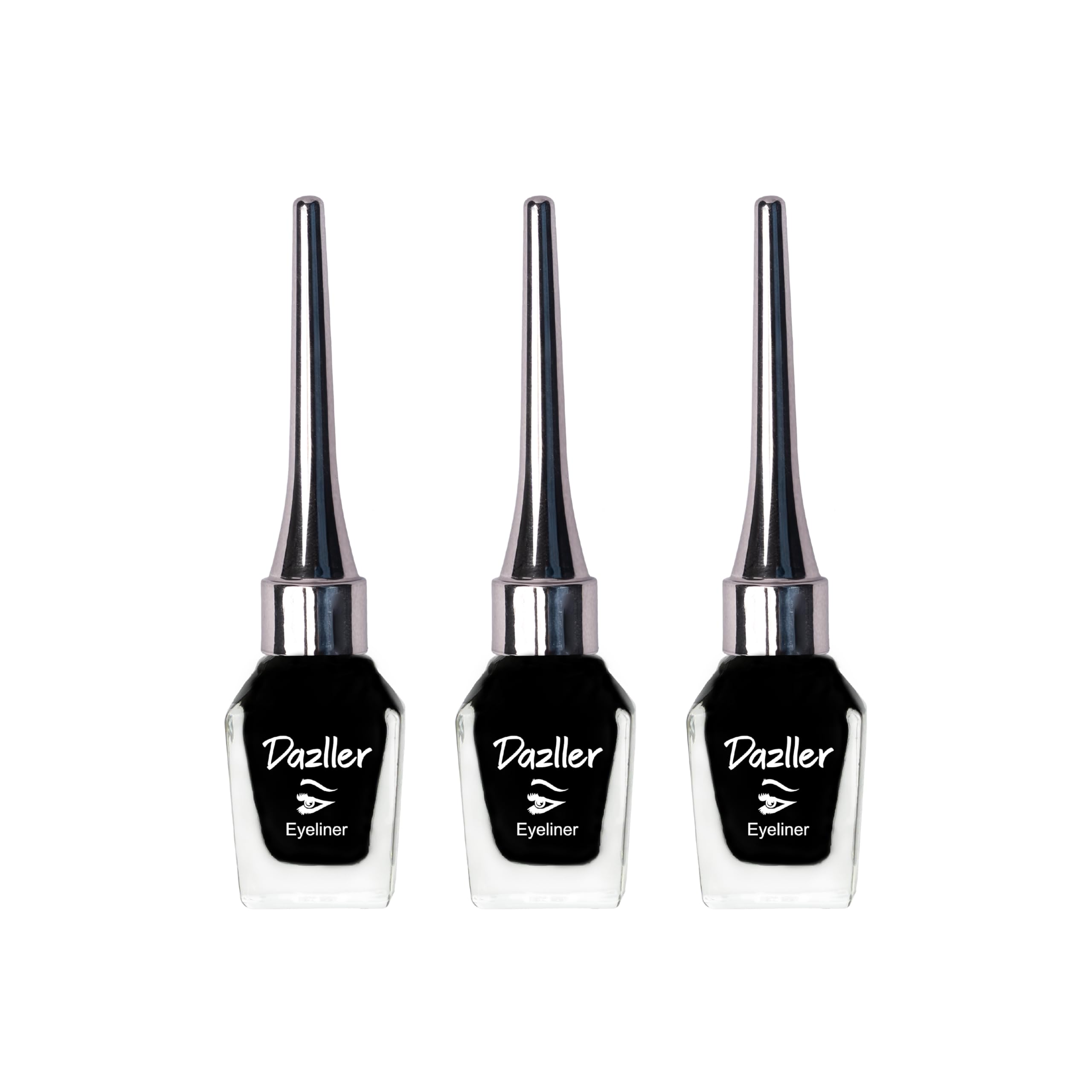Dazller Eyeliner, 6.5mL (Pack of 3), Black, Velvet Matte, Washable, Water-resistant, Smudge-proof
