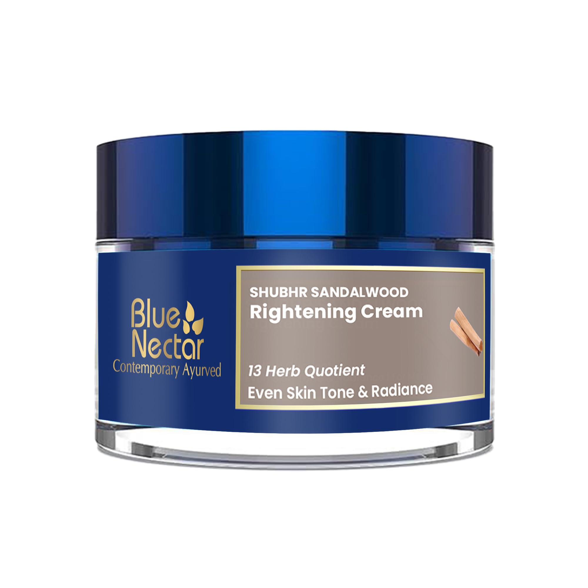 Blue Nectar Ayurvedic sandalwood day cream jar for daily moisture