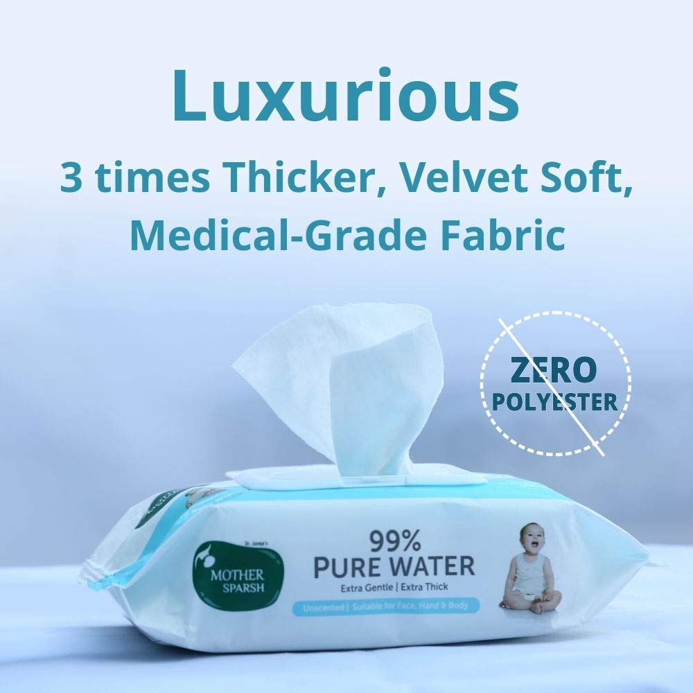 Mother Sparsh 99% Pure Water (72 Unscented Baby Wipes) - Super Thick Fabric – view 3
