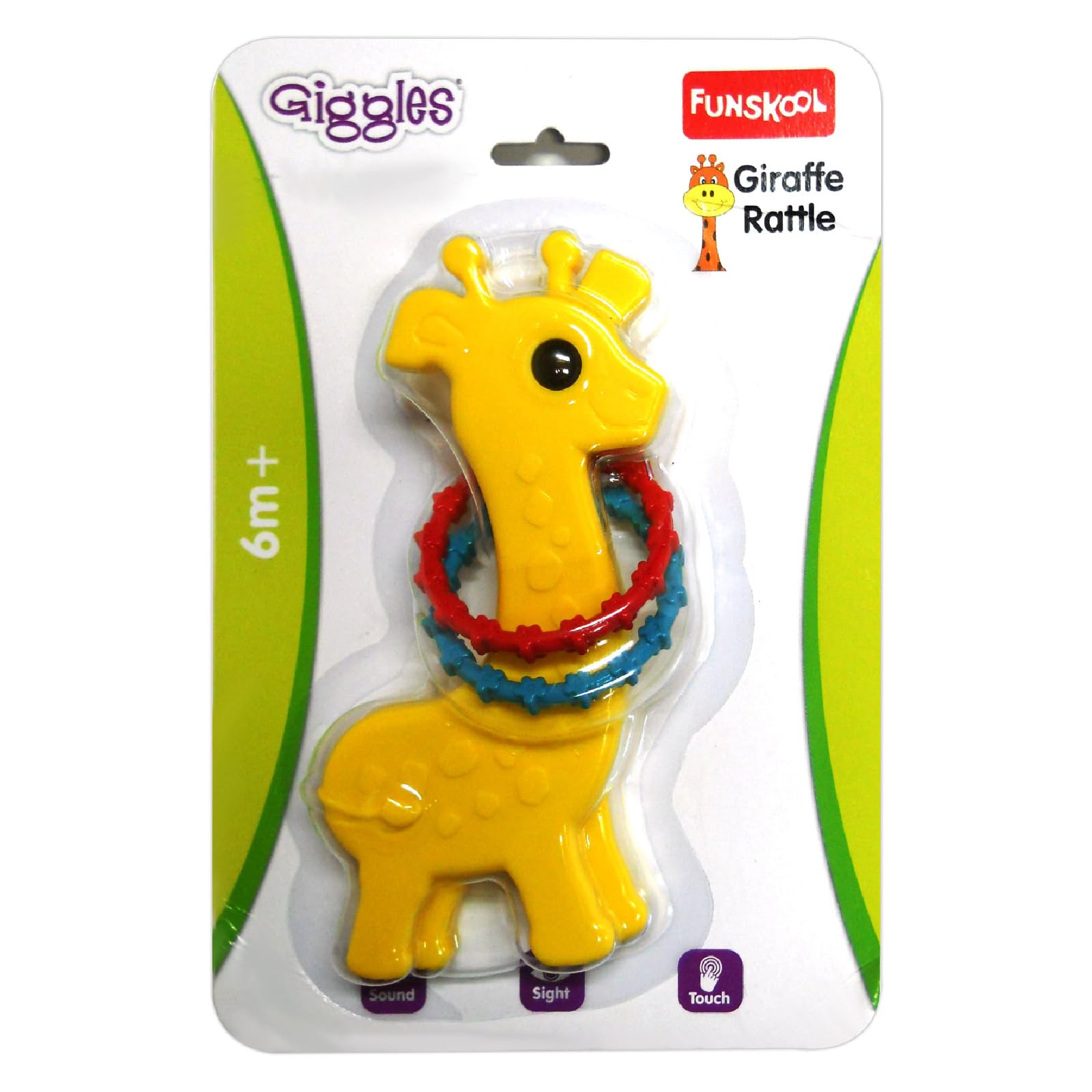 Funskool Giggles, Baby Giraffe Rattle , Colourful Animal rattle for New born baby, Stimulates Senses,Rattling sound, 6 months & above, Infant Toys – view 2