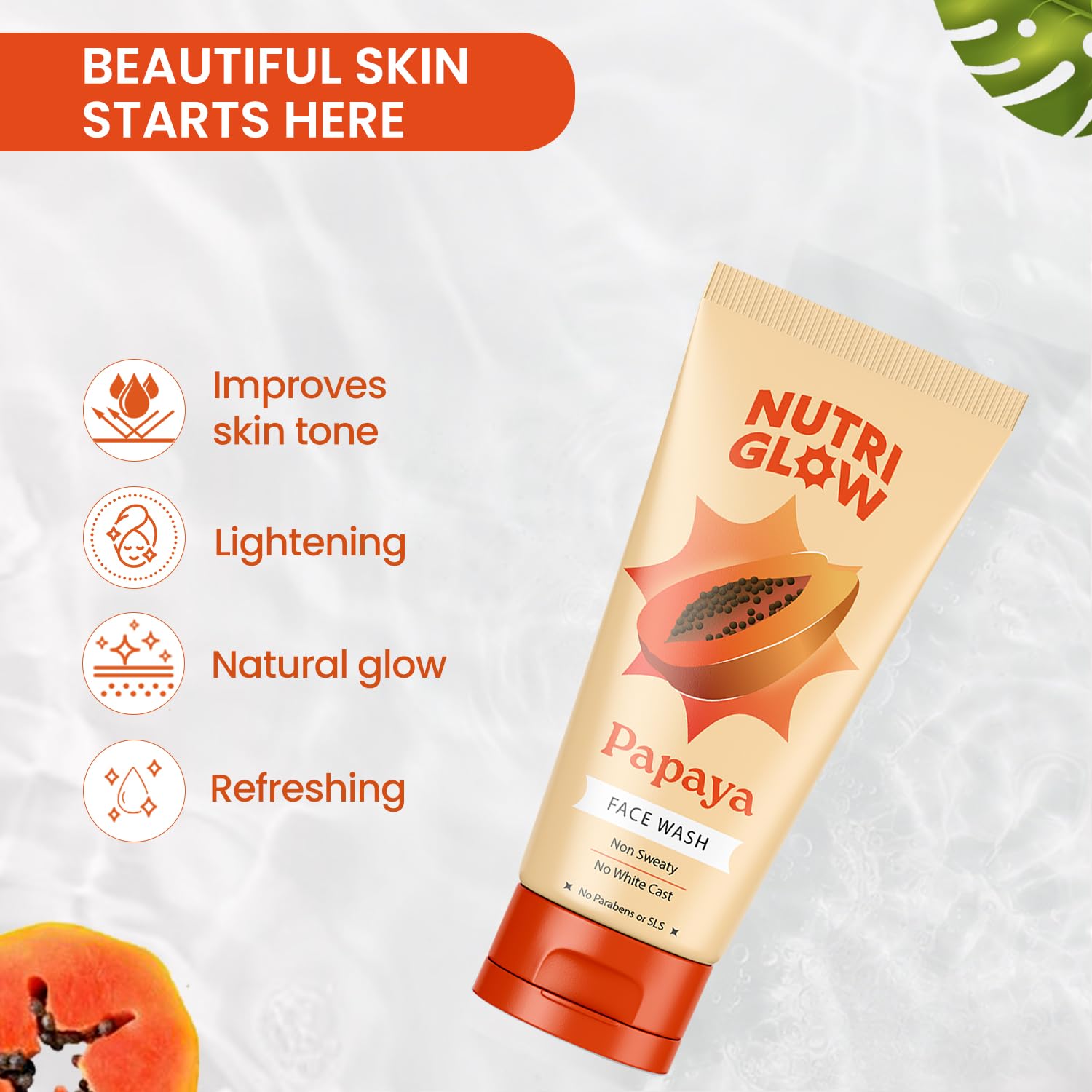 NutriGlow NATURAL'S Advanced Pro Formula Papaya for Skin Brightening & Tan Removal Face Wash (100 g) – view 3