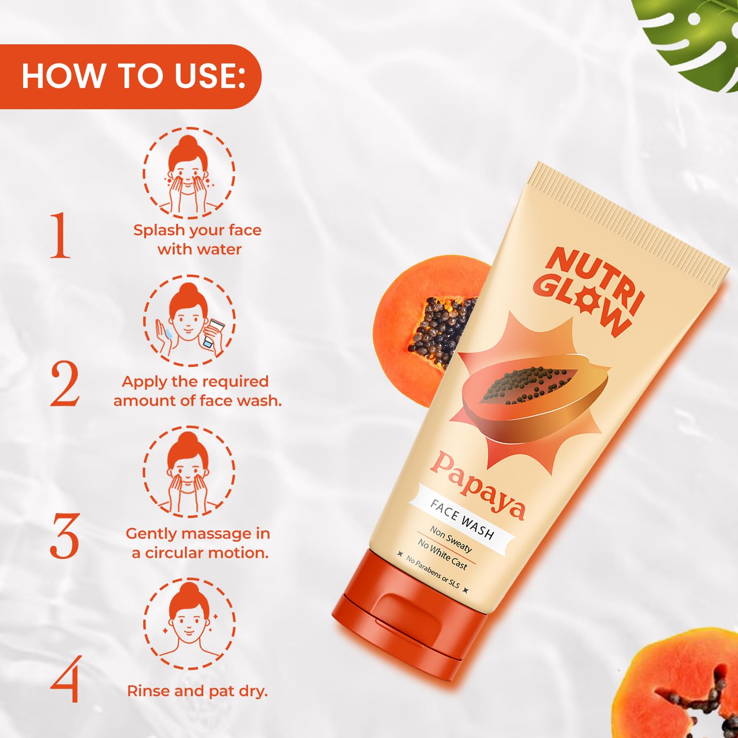 NutriGlow NATURAL'S Advanced Pro Formula Papaya for Skin Brightening & Tan Removal Face Wash (100 g) – view 6