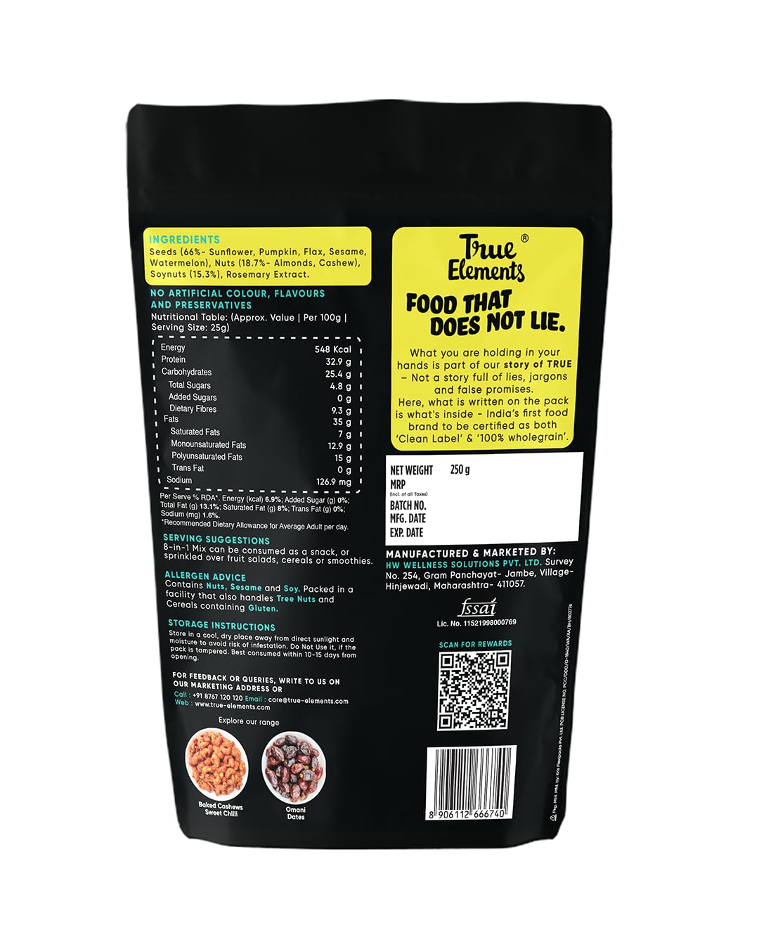 True Elements 8 in 1 Seeds and Nut Mix 250gm - Roasted Seeds – view 2