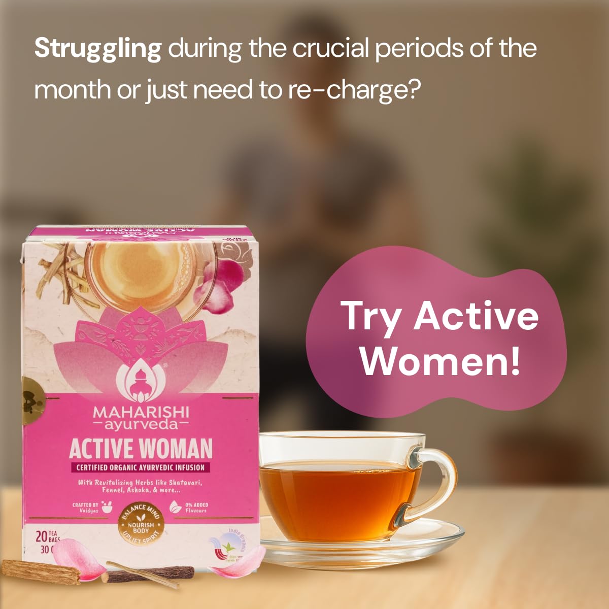 Maharishi Ayurveda Organic Certified Active Woman Herbal Tea – view 2