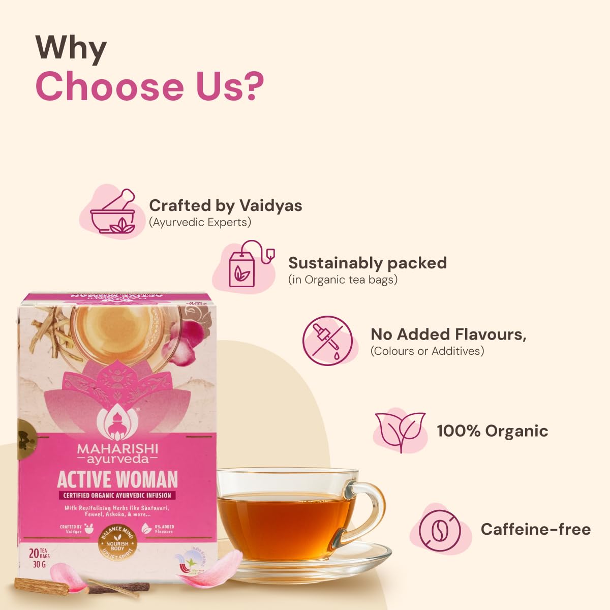 Maharishi Ayurveda Organic Certified Active Woman Herbal Tea – view 5