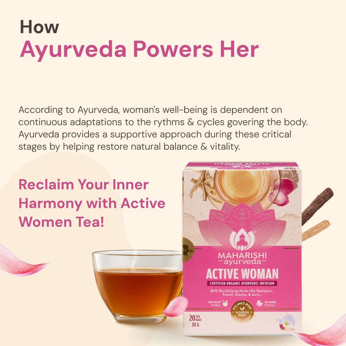 Maharishi Ayurveda Organic Certified Active Woman Herbal Tea – view 6