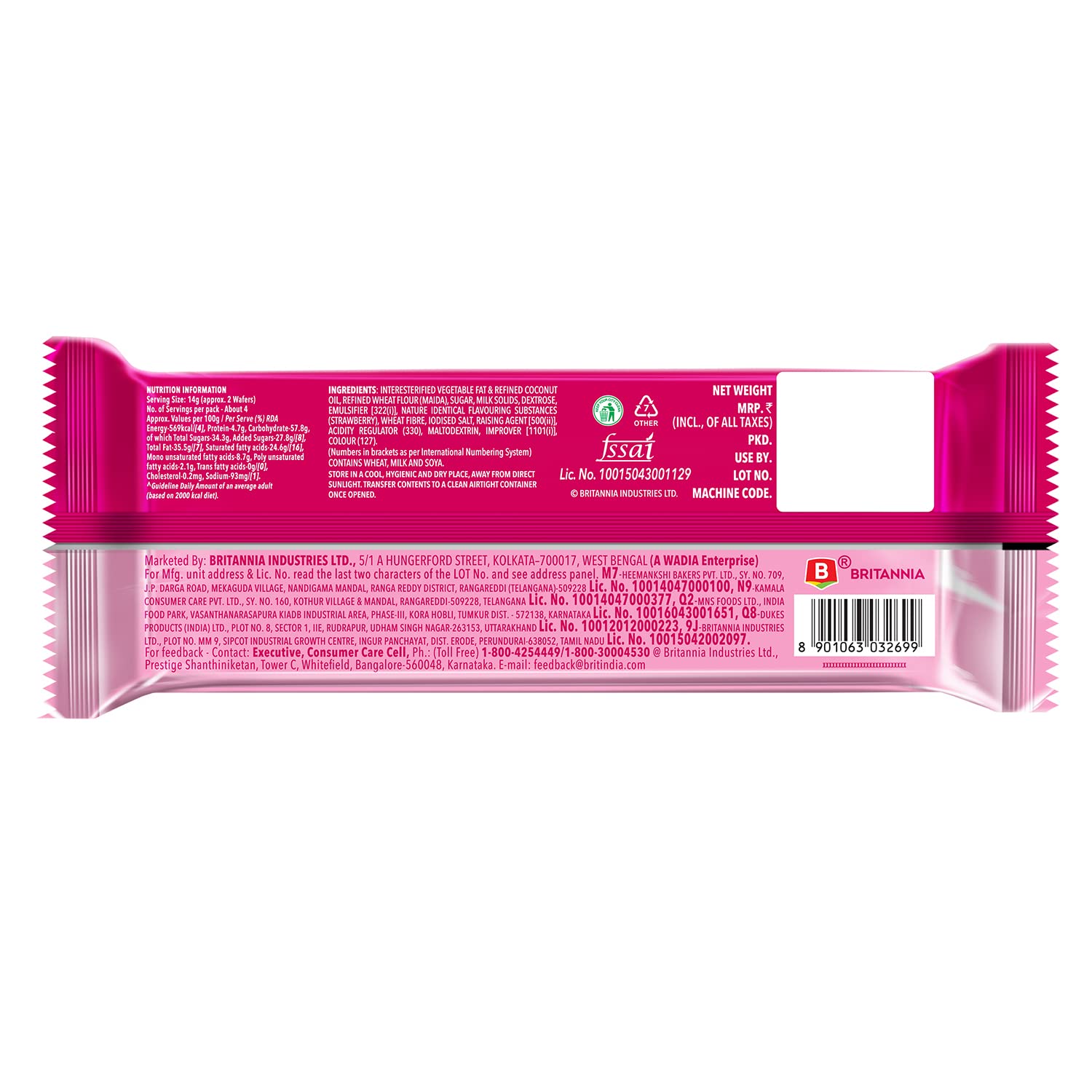 Britannia Treat Crème Wafers - Strawberry Flavoured Wafer Biscuit – view 2