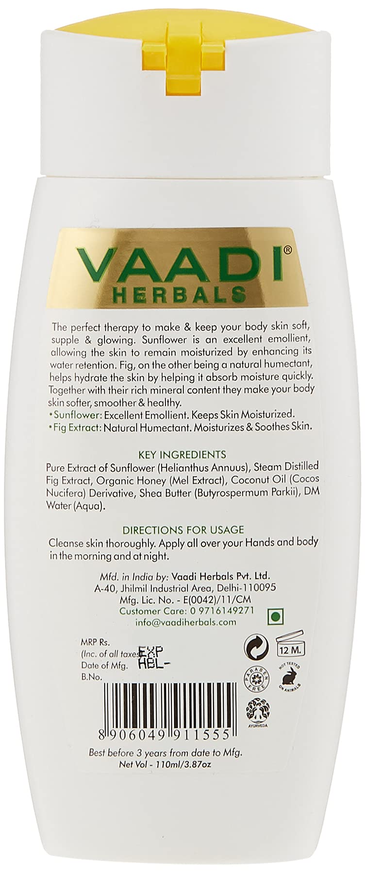 Vaadi Herbals Hand and Body Lotion with Sunflower Extract, 110ml – view 2