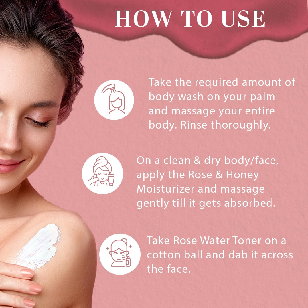 Khadi Natural Rose & Honey Gift Pack with Rose & Honey Body Wash, Rose & Honey Moisturizer & Rose Water Skin Toner – view 5
