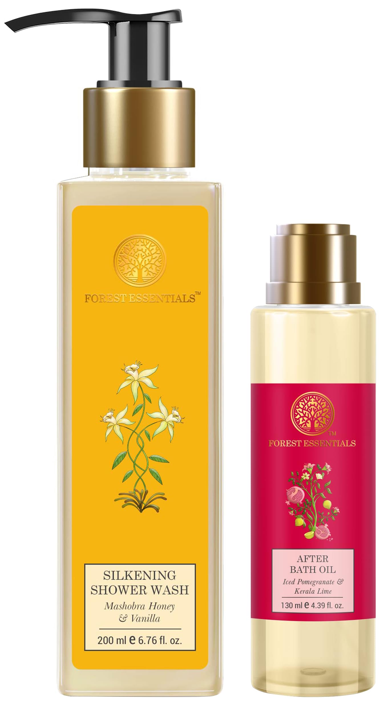 Forest Essentials body care combo with bath oil and shower wash