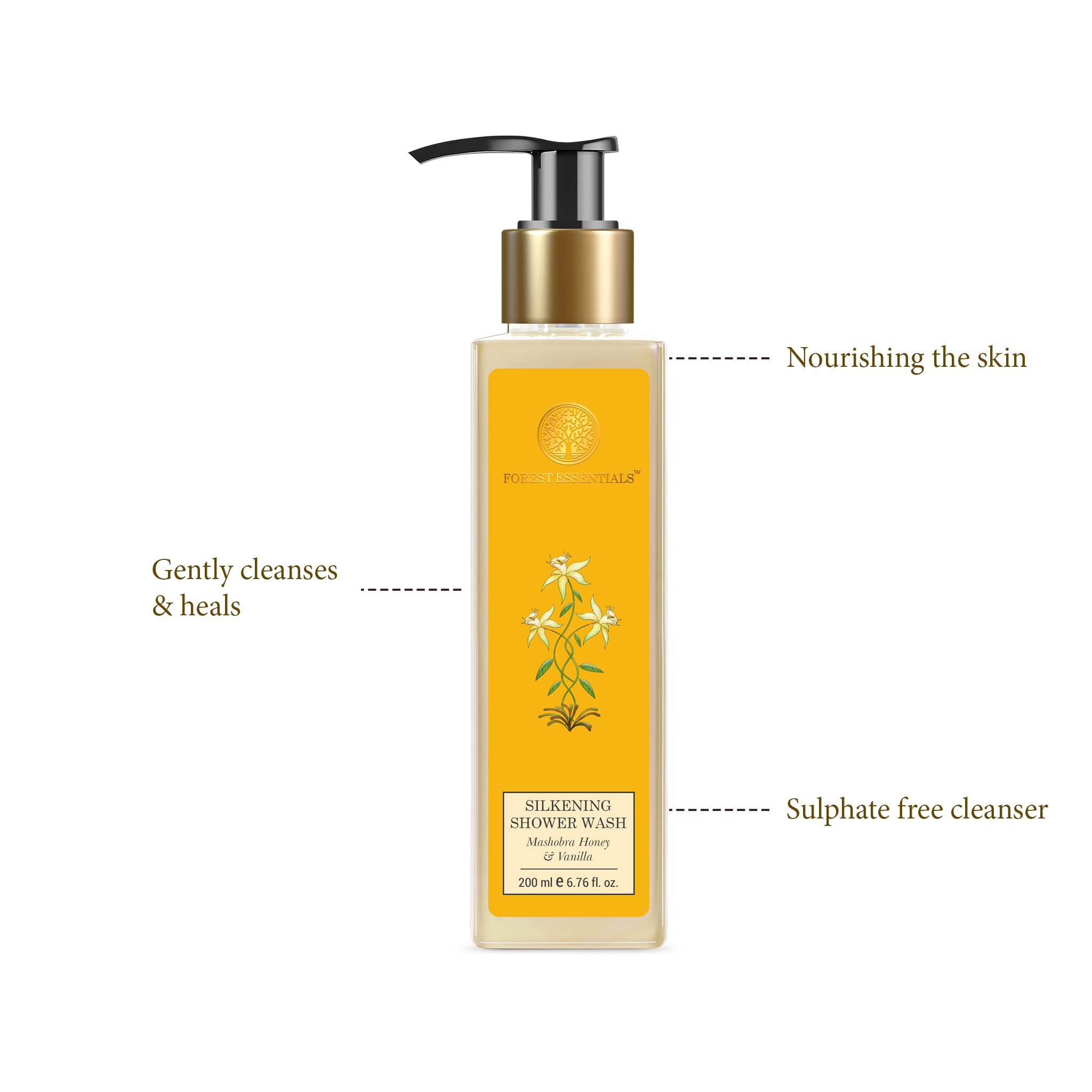 Forest Essentials After Bath Oil Iced Pomegranate & Kerala Lime & Forest essentials Silkening Shower Wash Mashobra Honey & Vanilla Combo – view 3