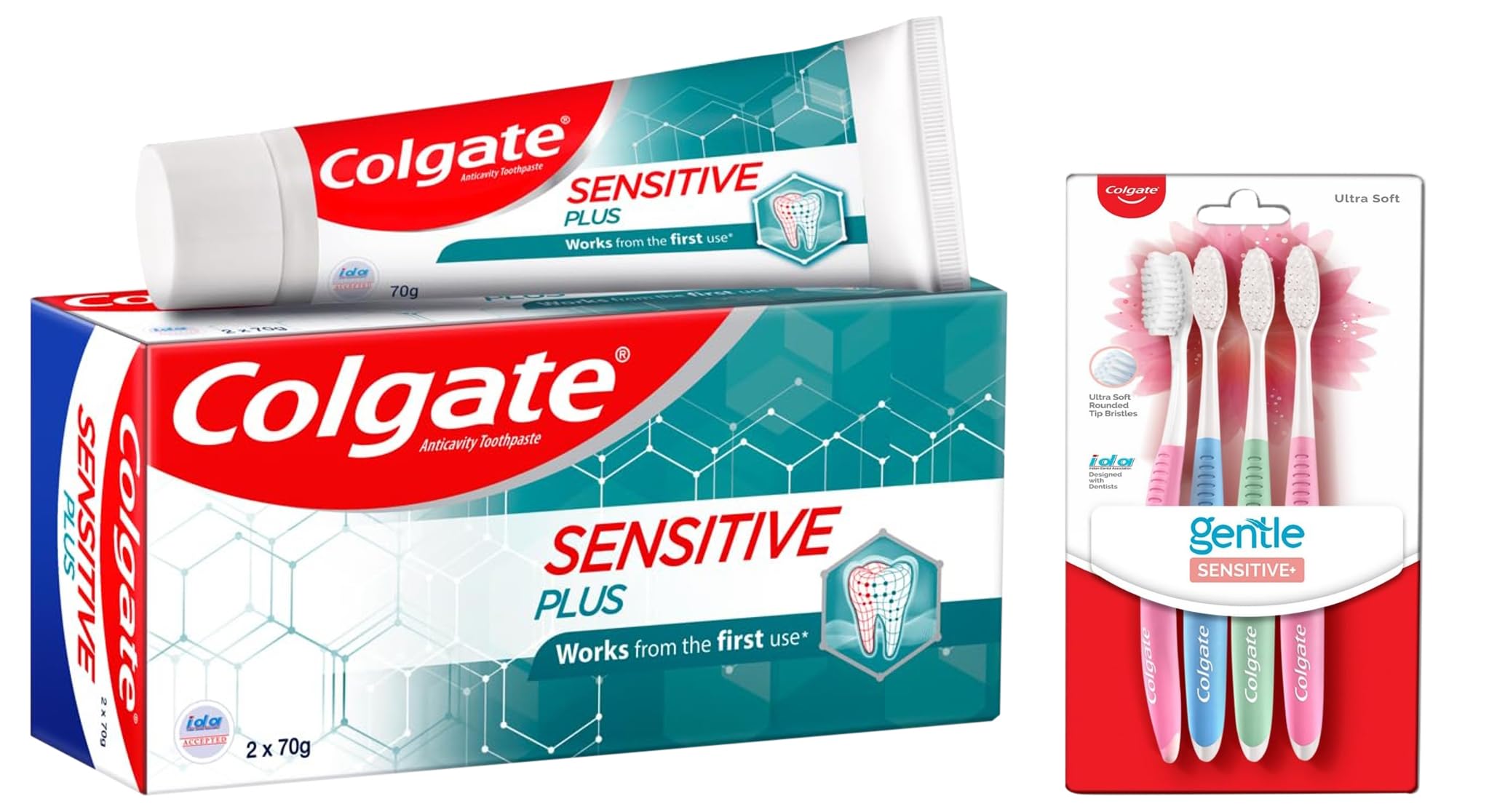 Colgate toothpaste and adult soft bristle toothbrush combo pack