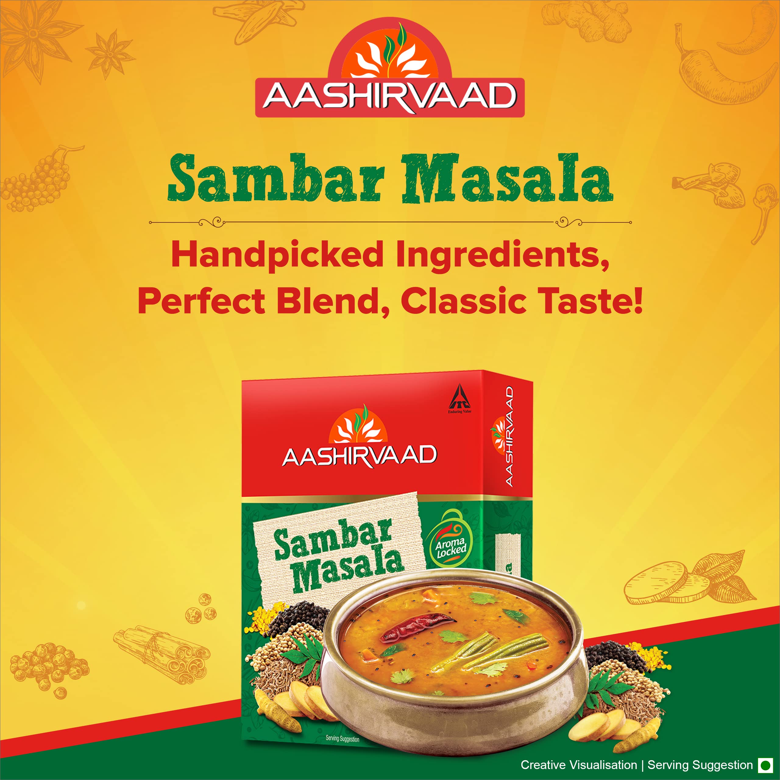 Aashirvaad Sambar Masala, 100g, Blended Spice for Authentic Taste and Colour – view 3