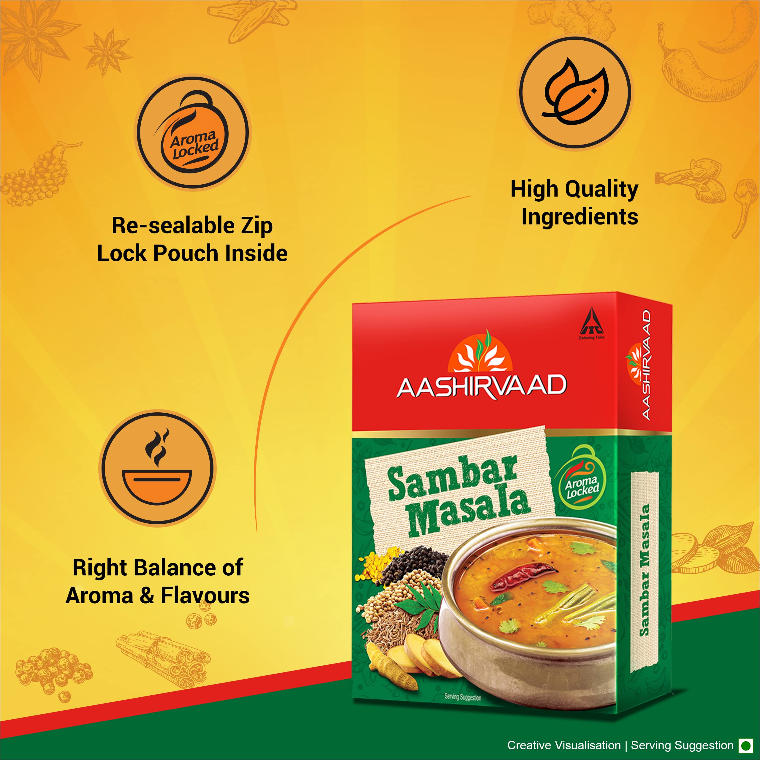Aashirvaad Sambar Masala, 100g, Blended Spice for Authentic Taste and Colour – view 5