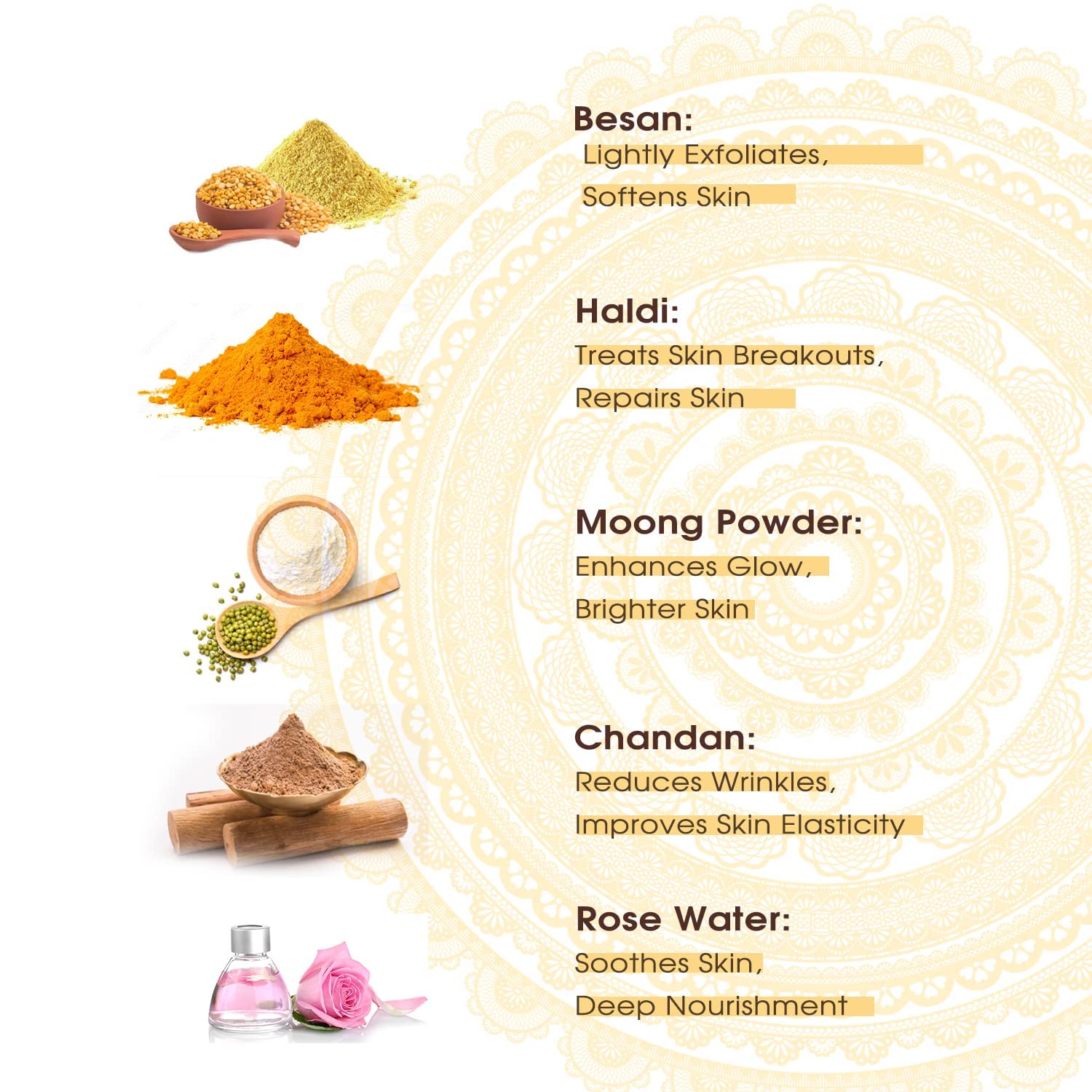 NutriGlow NATURAL'S Ubtan Facial Kit For Glowing Skin With Haldi & Chandan, 60gm – view 4