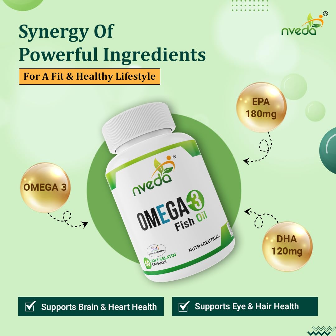Nveda Omega 3 Fish Oil Capsules + Calcium Tablets Combo for Men & Women – view 4
