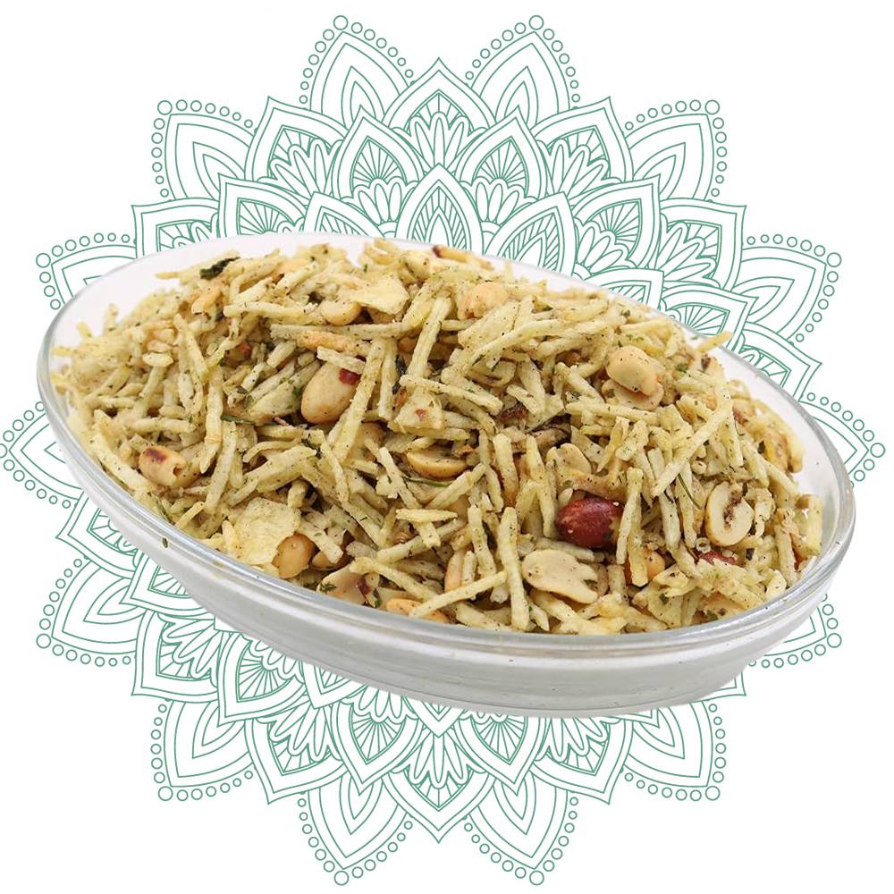 Navaratri Fasting Special Aloo Laccha made from Potato strips fried in oil and roasted peanuts blending together making a tasty & crunchy combination sprinkled with rock salt ( 200gm) – view 1