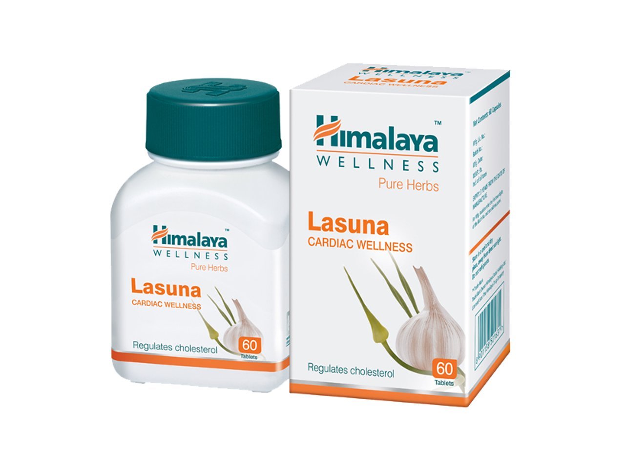 Bottle of Himalaya Lasuna garlic extract tablets for cardiac wellness