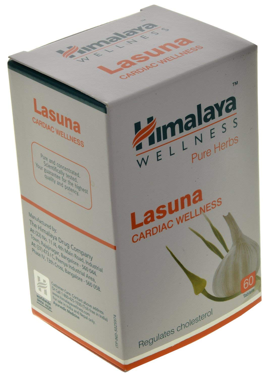 Himalaya Pure Herbs Lasuna Cardiac Wellness Tablets, White, 250 mg, 60 Count – view 2