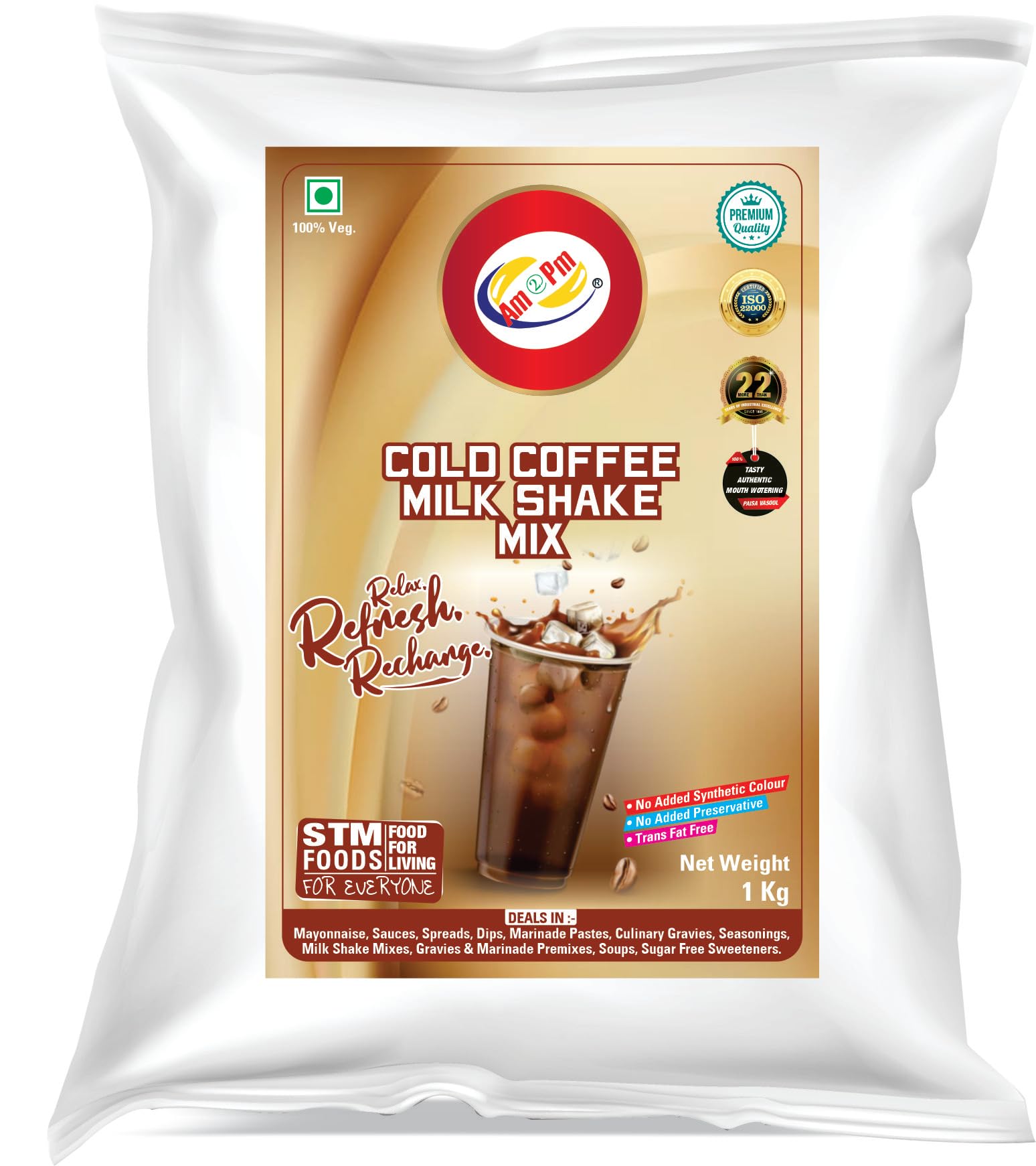 Am 2 Pm - Premium Silky Smoothy Milk Shake Mix, Flavoured Milk shake Premix Powder, Instant Premix Drink Milkshake Powder (Cold Coffee)