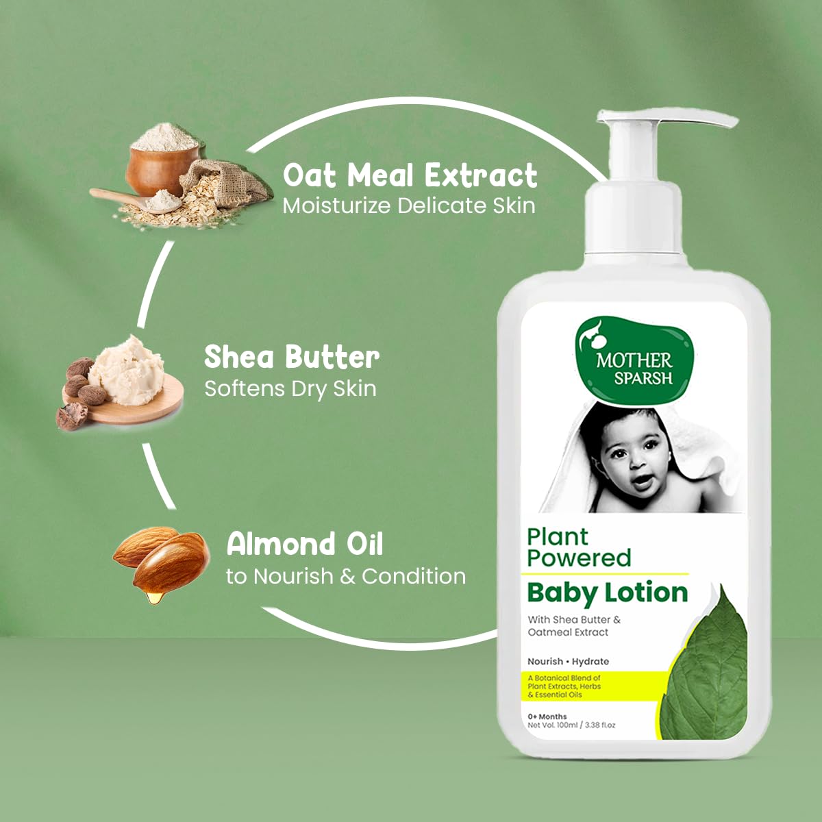 Mother Sparsh Plant Powered Natural Baby Lotion With Organic Shea Butter & Oatmeal Extract – view 4
