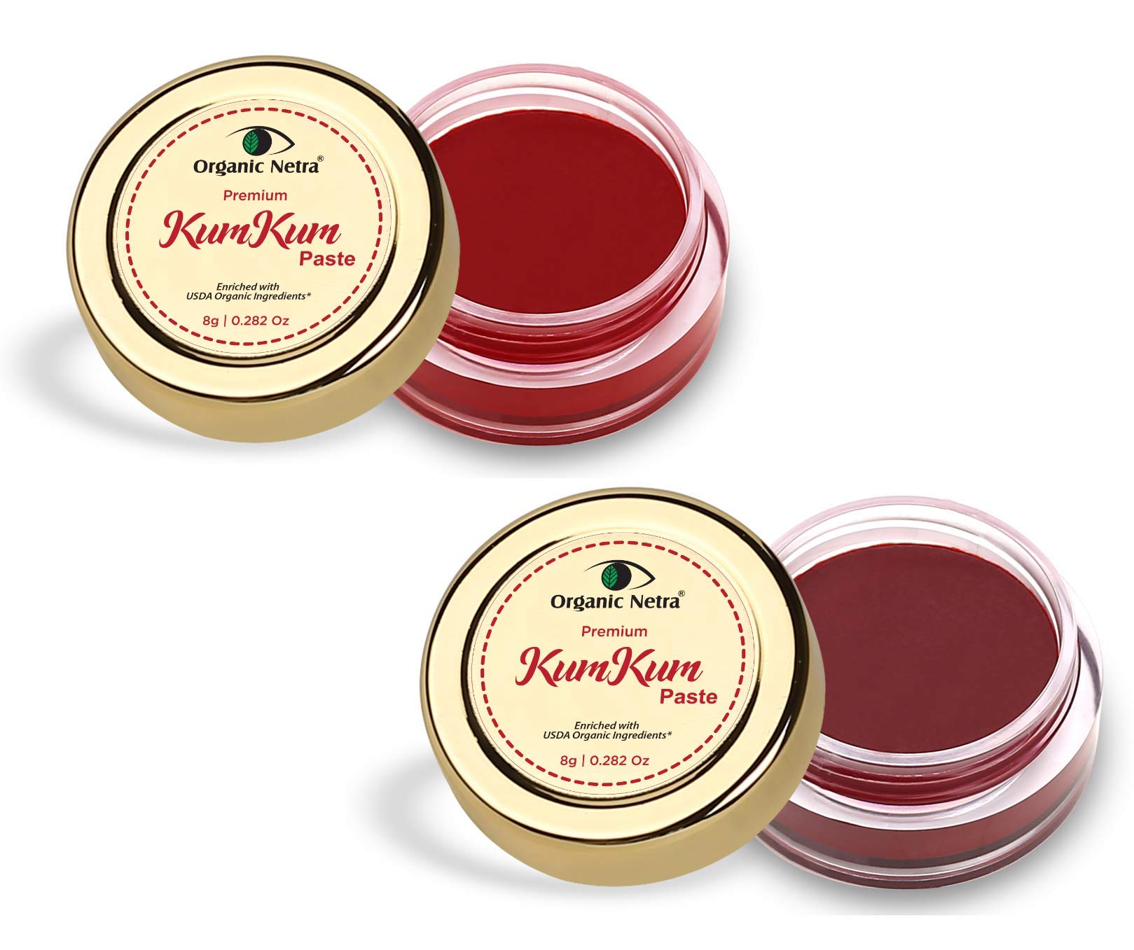 Organic Netra Sindoor/Kumkum Paste | Waterproof Long lasting, Smudge Proof Sindoor | Pure and Natural Deep Red Colour, Long lasting | Enriched with Natural and Organic Ingredients -8gm (Maroon & Red)