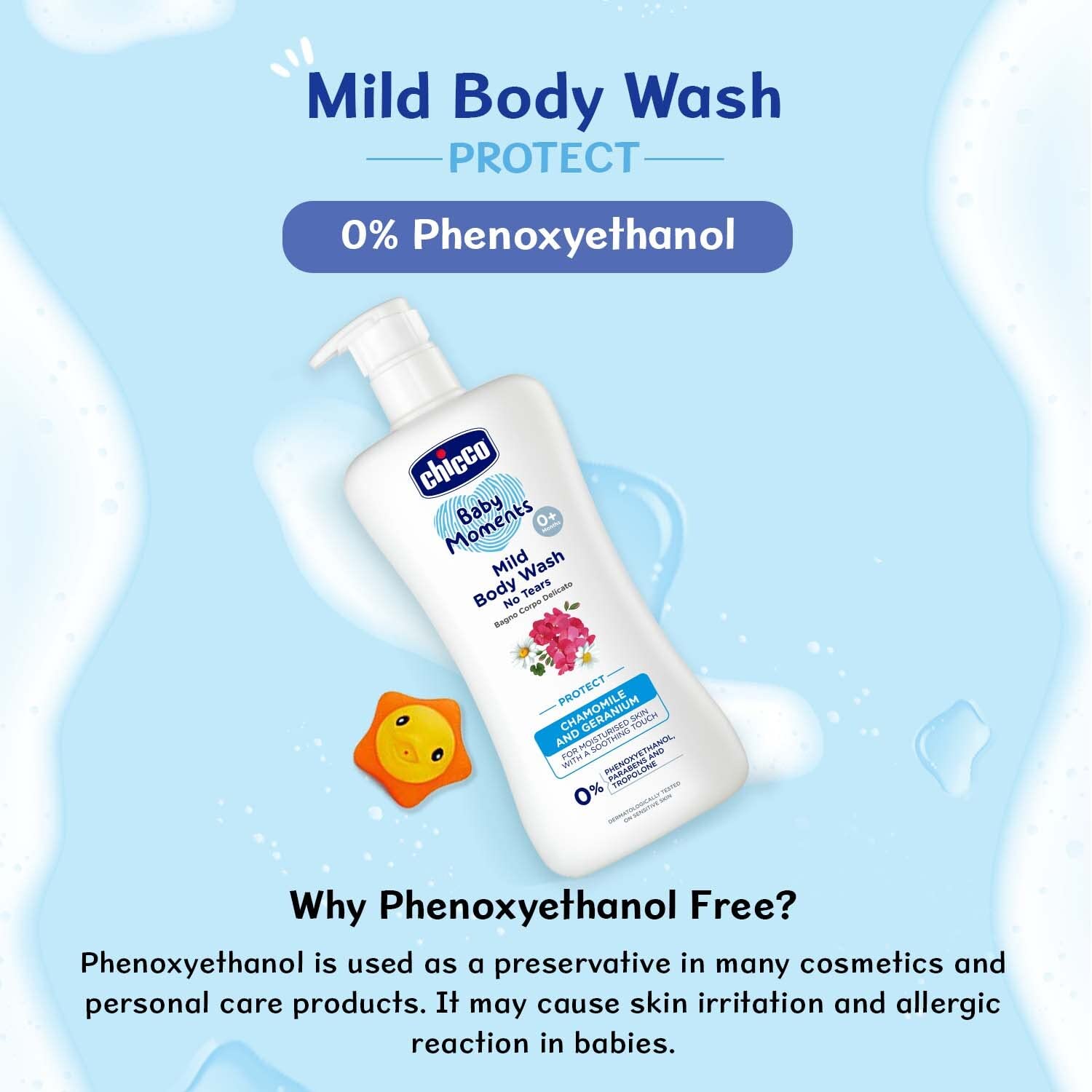 Chicco Baby Moments Mild Body Wash Protect, New Advanced Formula With Natural Ingredients, No Tears, Suitable For Babys Body Wash, No Phenoxyethanol And Parabens (500Ml) – view 4