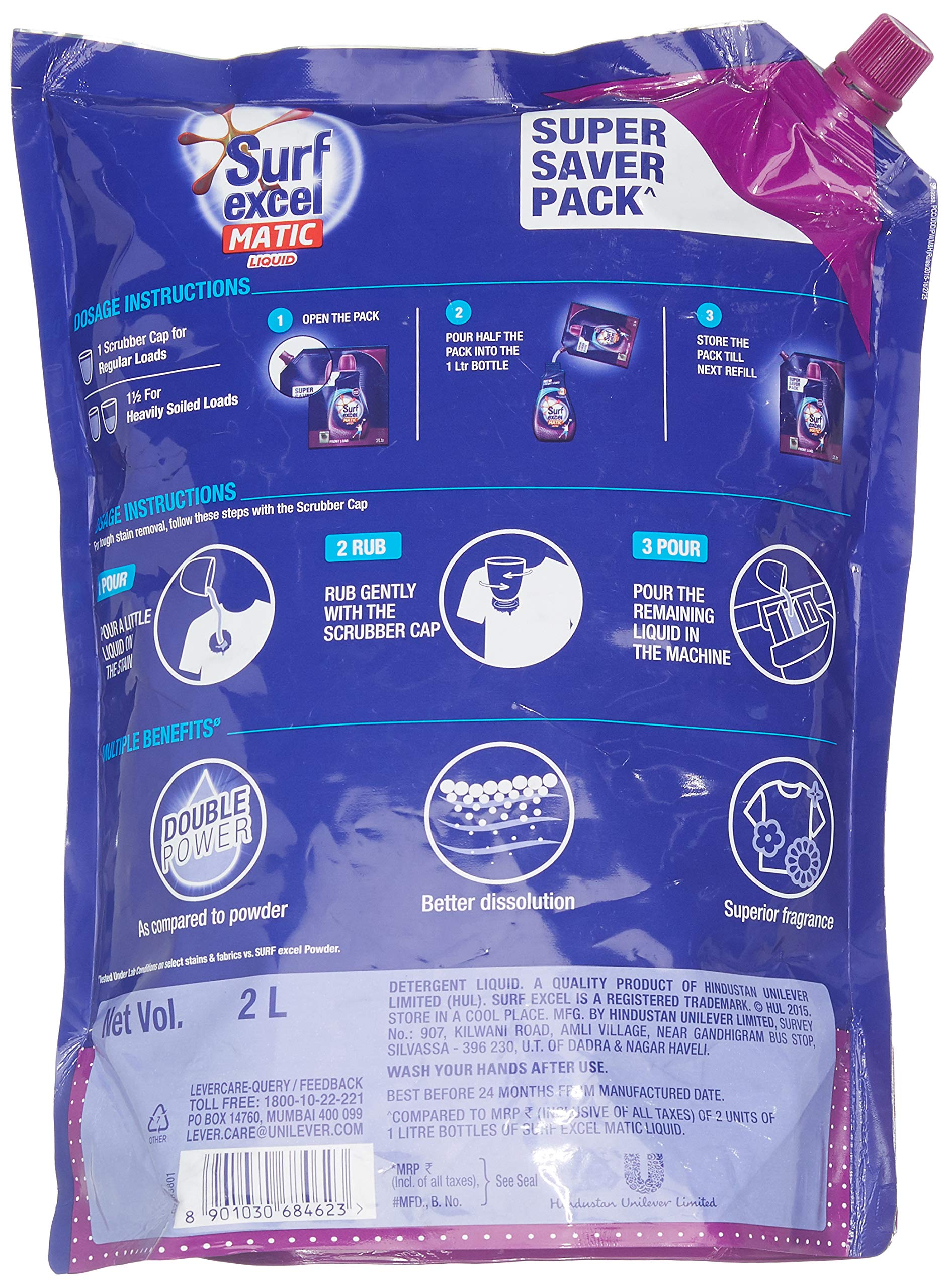 Surf Excel Front Load Matic Liquid Detergent - 2 L, Pack of 1 – view 2