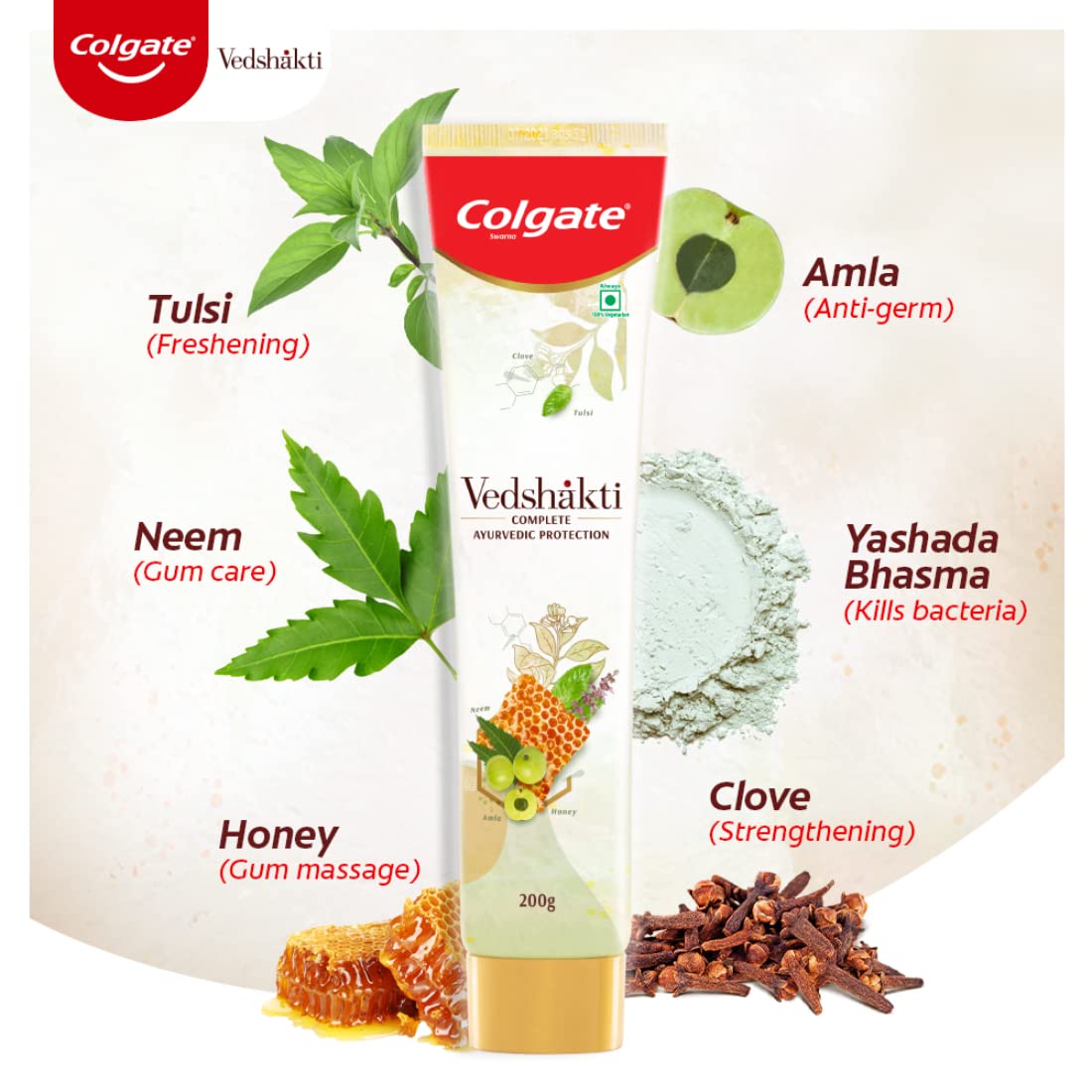 Colgate Swarna Vedshakti Toothpaste - 200gm with Colgate Active Salt Toothpaste, 300gm (Saver Pack) – view 6
