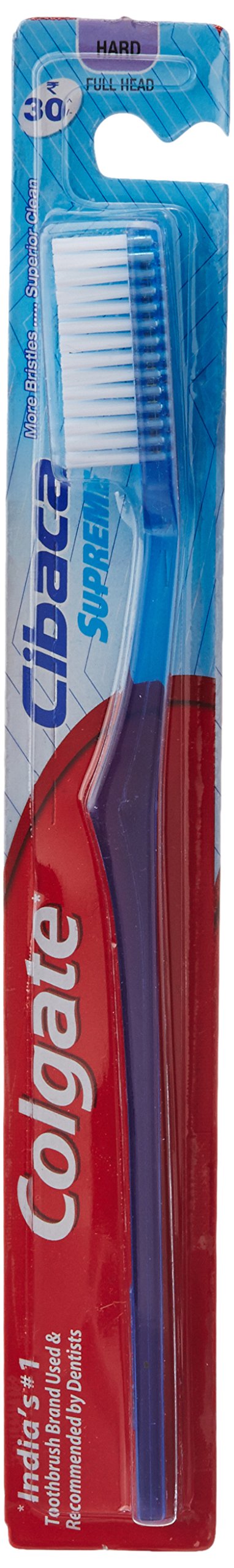 Two Colgate hard bristle manual toothbrushes with full head design