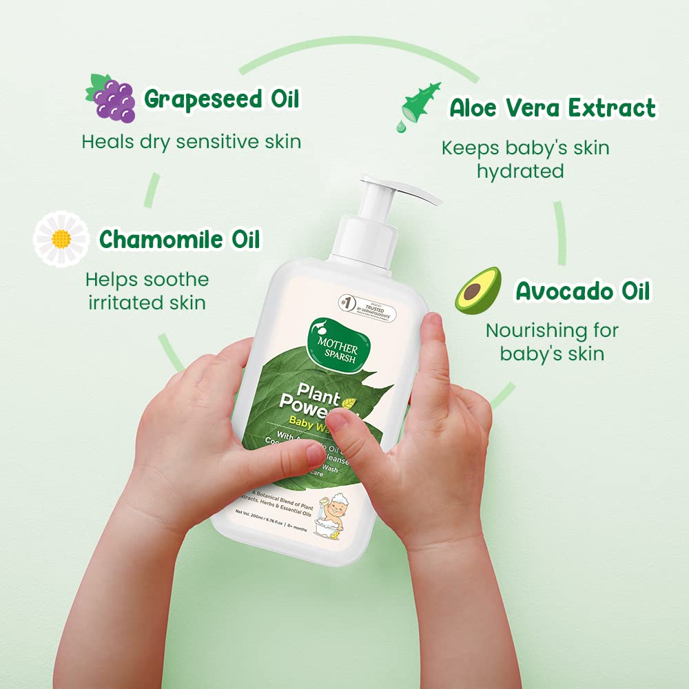 Mother Sparsh Plant Powered Natural Hydrating Baby Wash WIth Avacado Oil & Coconut - 200 ml – view 3