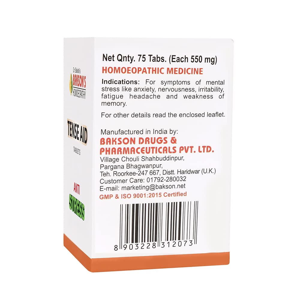 Dr. Bakshi's BAKSON'S HOMOEOPATHY TENSE AID TABLETS -75TABS – view 2