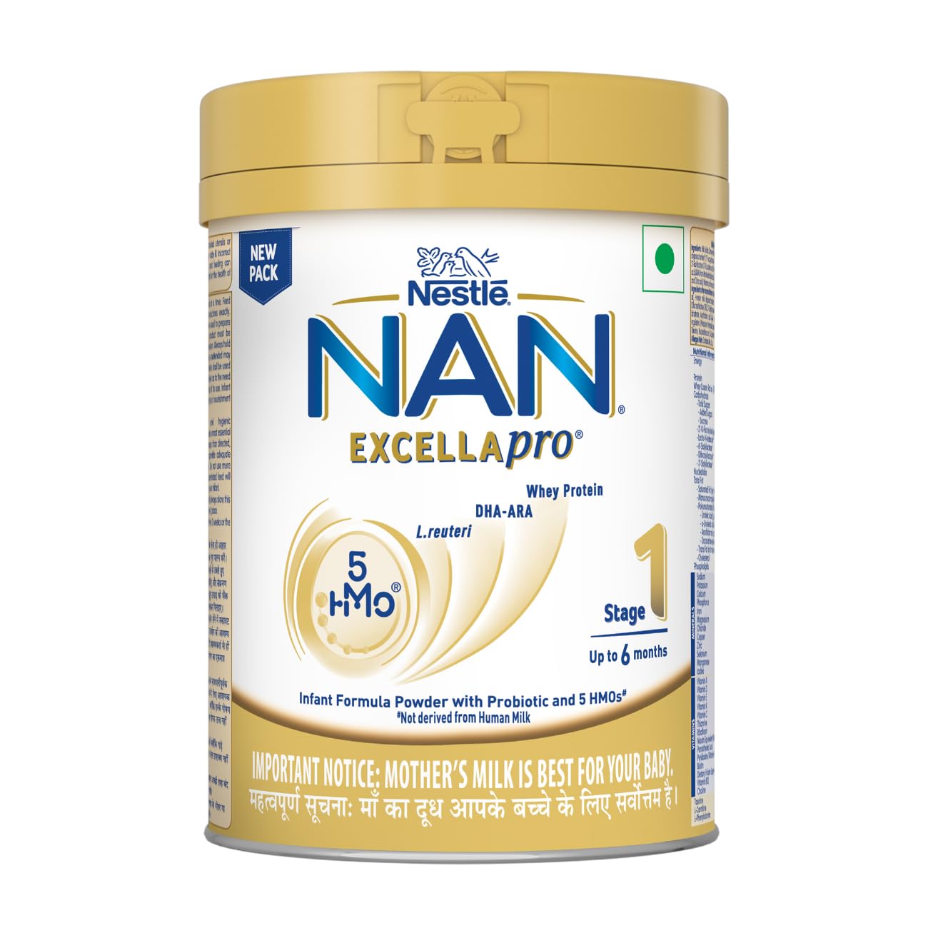 EXCELLAPRO Stage 1 Infant Formula Milk Powder with HMOs & Probiotic for Babies (Up To 6 Months), 400g Tin With Smartlid
