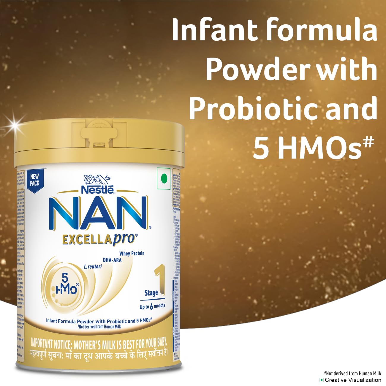 EXCELLAPRO Stage 1 Infant Formula Milk Powder with HMOs & Probiotic for Babies (Up To 6 Months), 400g Tin With Smartlid – view 3